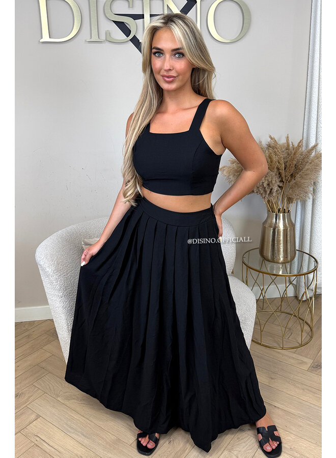 BLACK - 'LILIA SET' - SUMMER TOP + MAXI SKIRT SET