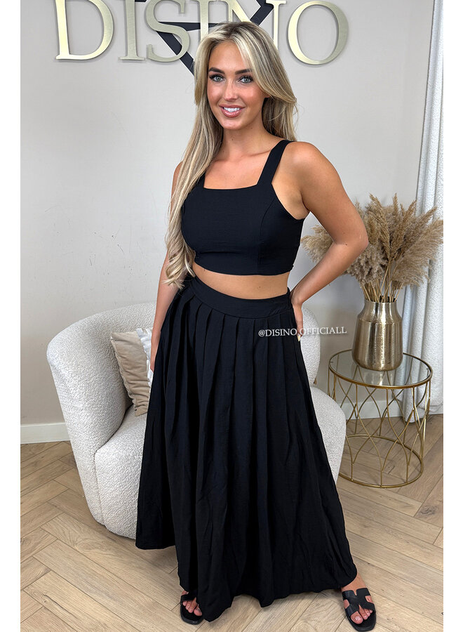 BLACK - 'LILIA SET' - SUMMER TOP + MAXI SKIRT SET