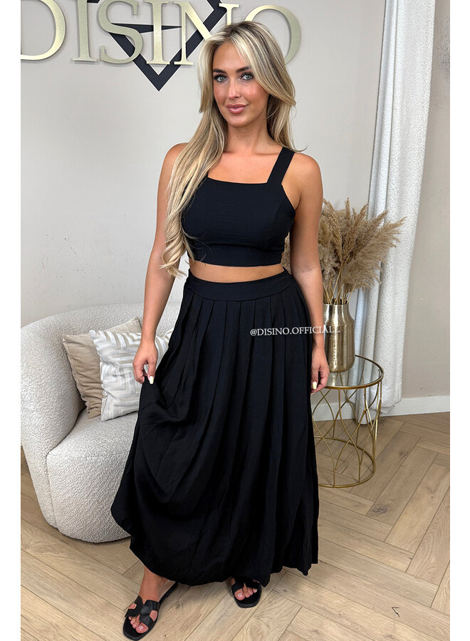 BLACK - 'LILIA SET' - SUMMER TOP + MAXI SKIRT SET