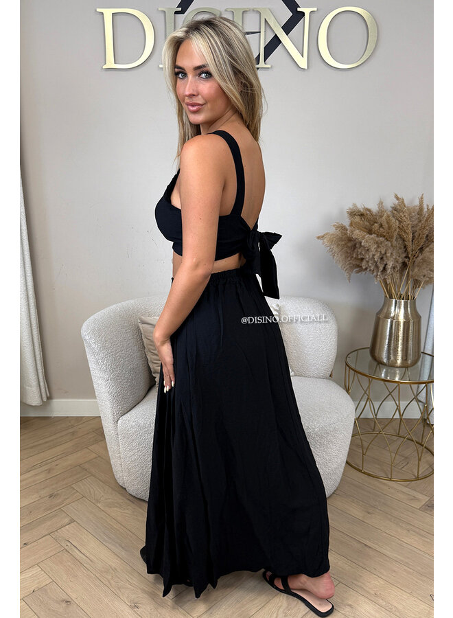 BLACK - 'LILIA SET' - SUMMER TOP + MAXI SKIRT SET