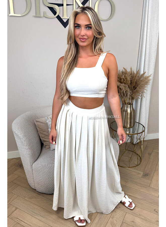 BEIGE - 'LILIA SET' - SUMMER TOP + MAXI SKIRT SET