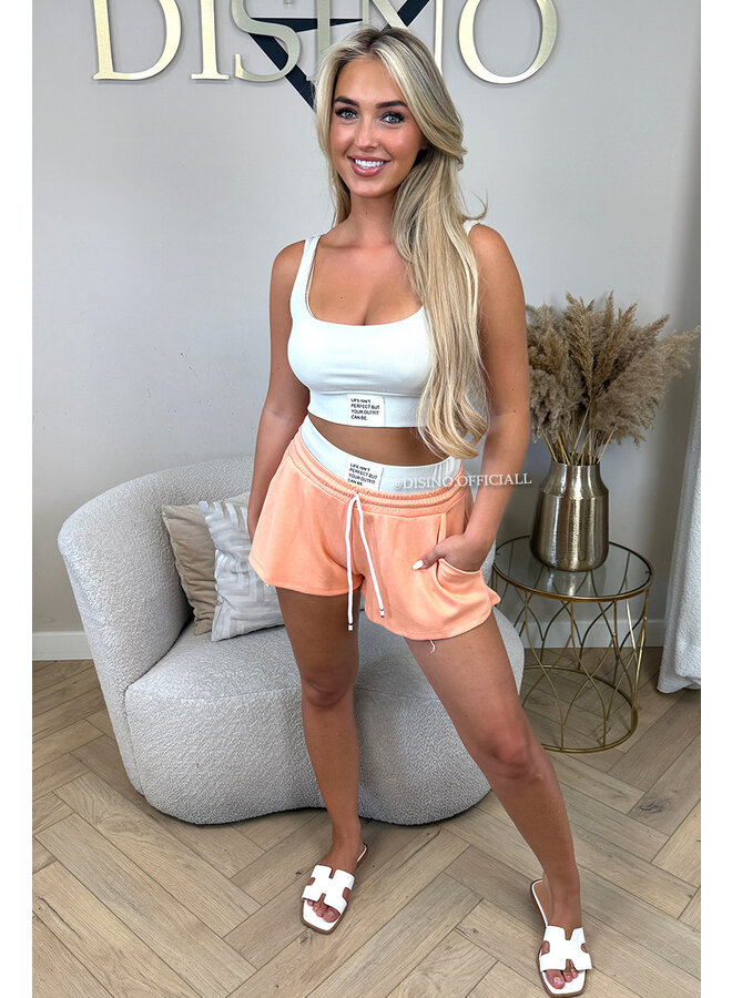 PEACH - 'LIFE IS PERFECT SET' -  SUMMER ESSENTIAL TOP + SHORT JOGGER SET