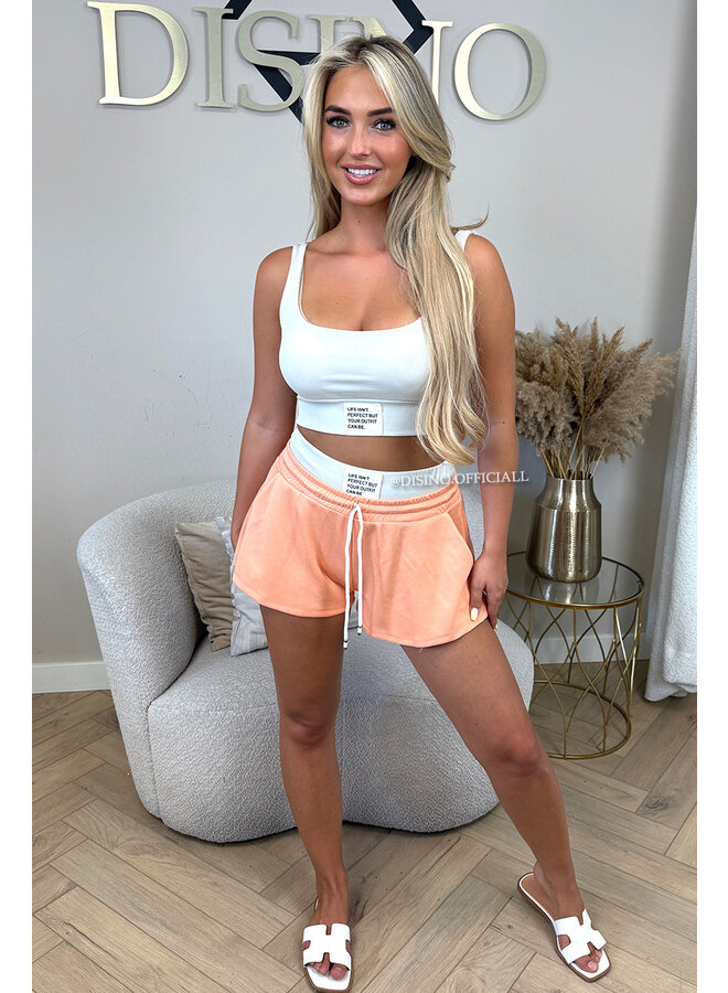 PEACH - 'LIFE IS PERFECT SET' -  SUMMER ESSENTIAL TOP + SHORT JOGGER SET