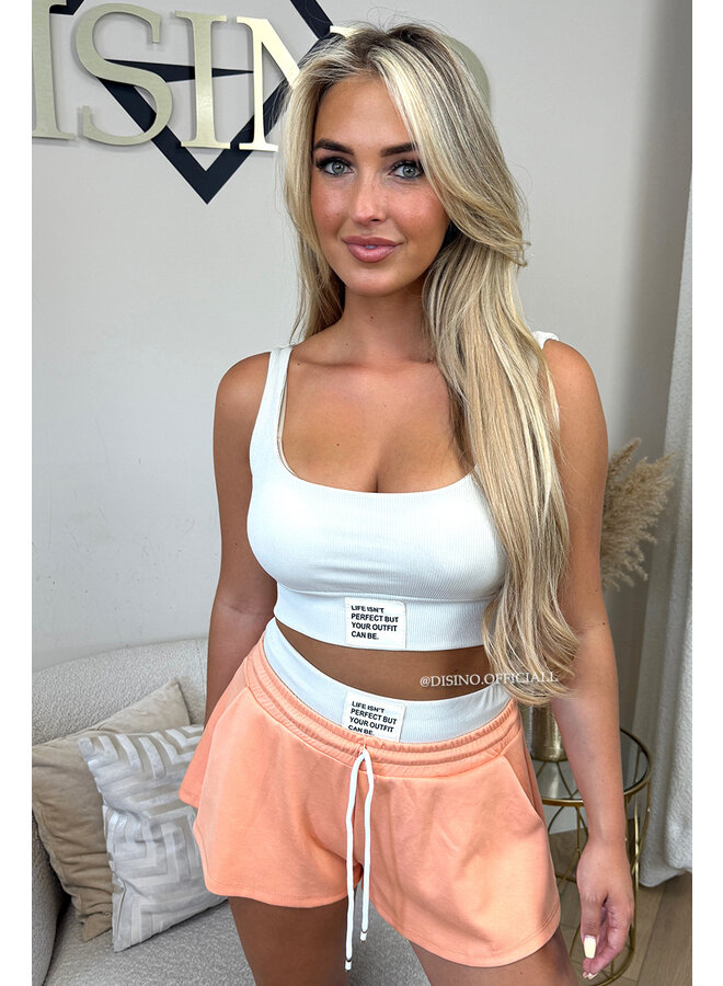 PEACH - 'LIFE IS PERFECT SET' -  SUMMER ESSENTIAL TOP + SHORT JOGGER SET