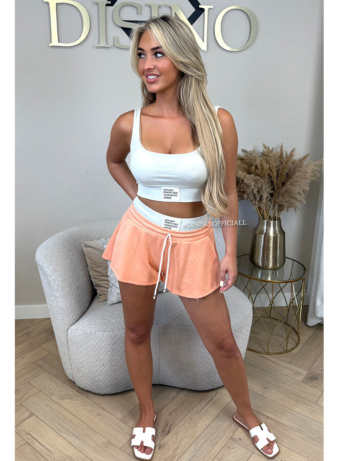 PEACH - 'LIFE IS PERFECT SET' -  SUMMER ESSENTIAL TOP + SHORT JOGGER SET