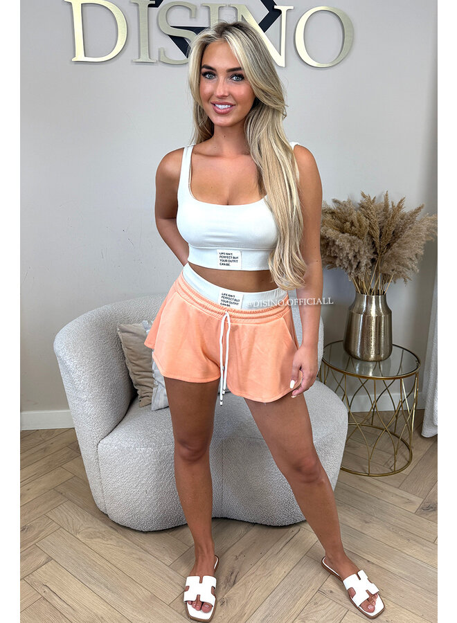PEACH - 'LIFE IS PERFECT SET' -  SUMMER ESSENTIAL TOP + SHORT JOGGER SET