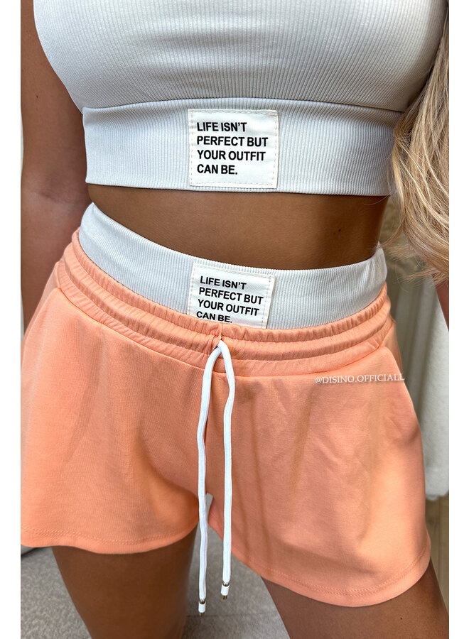 PEACH - 'LIFE IS PERFECT SET' -  SUMMER ESSENTIAL TOP + SHORT JOGGER SET