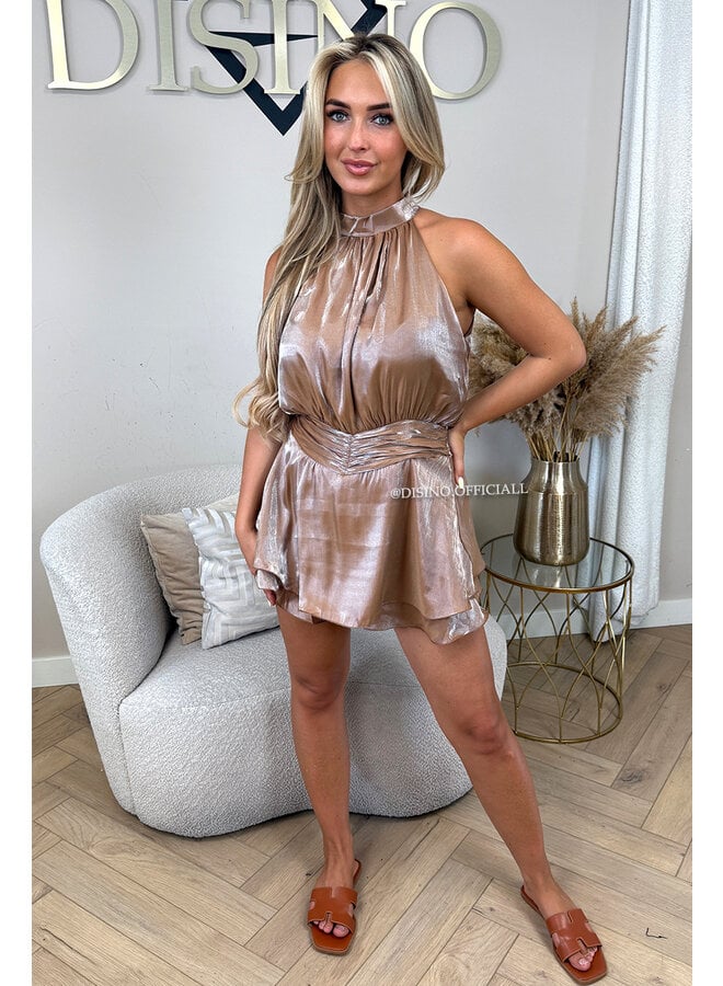 MOCCA - 'CELESTE PLAYSUIT' - SATIN RUFFLE PLAYSUIT