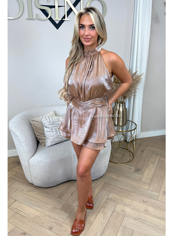 MOCCA - 'CELESTE PLAYSUIT' - SATIN RUFFLE PLAYSUIT