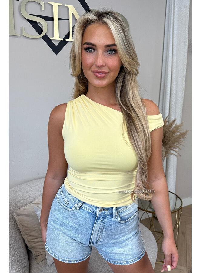 YELLOW - 'LYNN TOP' - ASYMMETRIC ONE-SHOULDER TOP