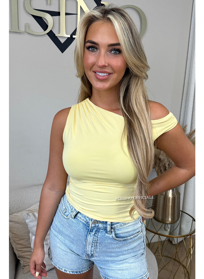 YELLOW - 'LYNN TOP' - ASYMMETRIC ONE-SHOULDER TOP