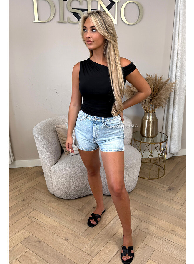BLACK - 'LYNN TOP' - ASYMMETRIC ONE-SHOULDER TOP