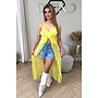 YELLOW - 'JADA FESTIVAL TOP' - MESH RUFFLE FESTIVAL TOP