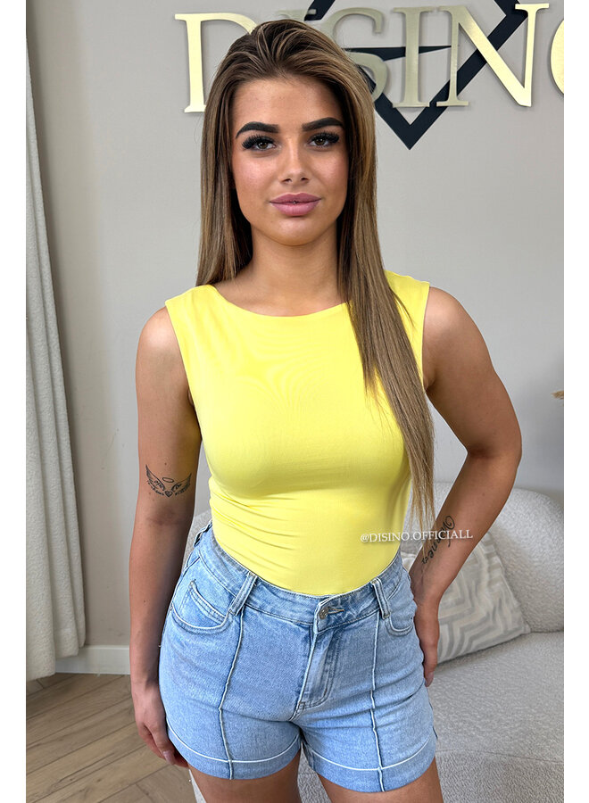 YELLOW - 'SKYE BODYSUIT' - STRETCHY HALTERNECK BODYSUIT