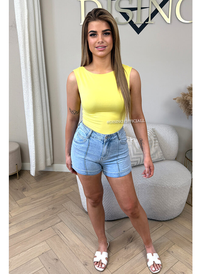 YELLOW - 'SKYE BODYSUIT' - STRETCHY HALTERNECK BODYSUIT