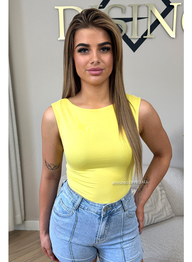 YELLOW - 'SKYE BODYSUIT' - STRETCHY HALTERNECK BODYSUIT
