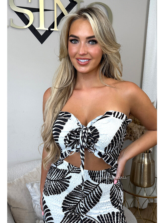 BLACK - 'TROPICAL FAYÉ MAXI DRESS' - TROPICAL LEAVES MAXI DRESS