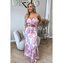 PINK - 'TROPICAL FAYÉ MAXI DRESS' - TROPICAL LEAVES MAXI DRESS