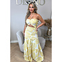 YELLOW - 'TROPICAL FAYÉ MAXI DRESS' - TROPICAL LEAVES MAXI DRESS