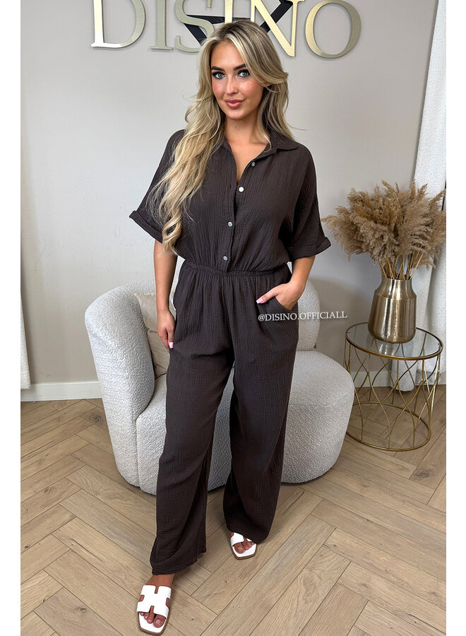 CHOCO - 'MAEVE JUMPSUIT' - MOESSELINE WAFFLE COTTON JUMPSUIT