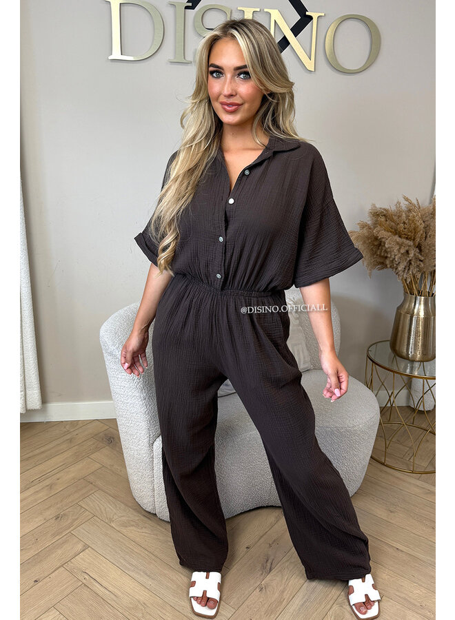 CHOCO - 'MAEVE JUMPSUIT' - MOESSELINE WAFFLE COTTON JUMPSUIT
