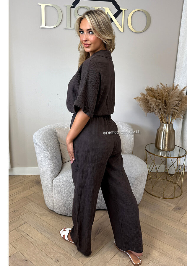 CHOCO - 'MAEVE JUMPSUIT' - MOESSELINE WAFFLE COTTON JUMPSUIT