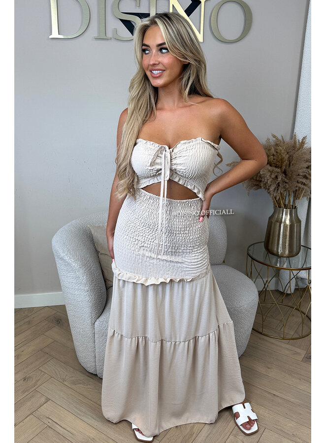 BEIGE - 'FAYÉ MAXI DRESS' - CUT-OUT MAXI DRESS