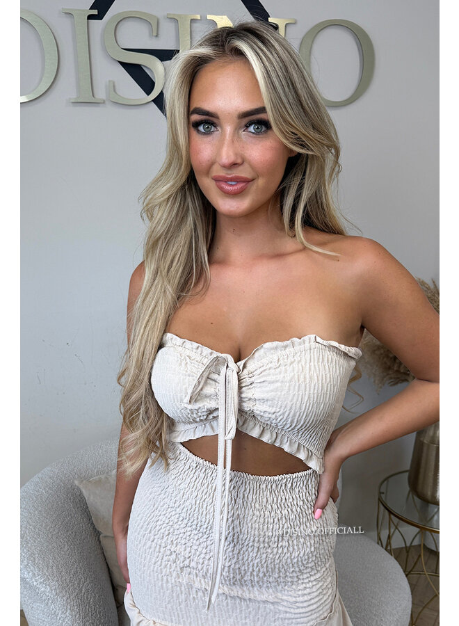 BEIGE - 'FAYÉ MAXI DRESS' - CUT-OUT MAXI DRESS