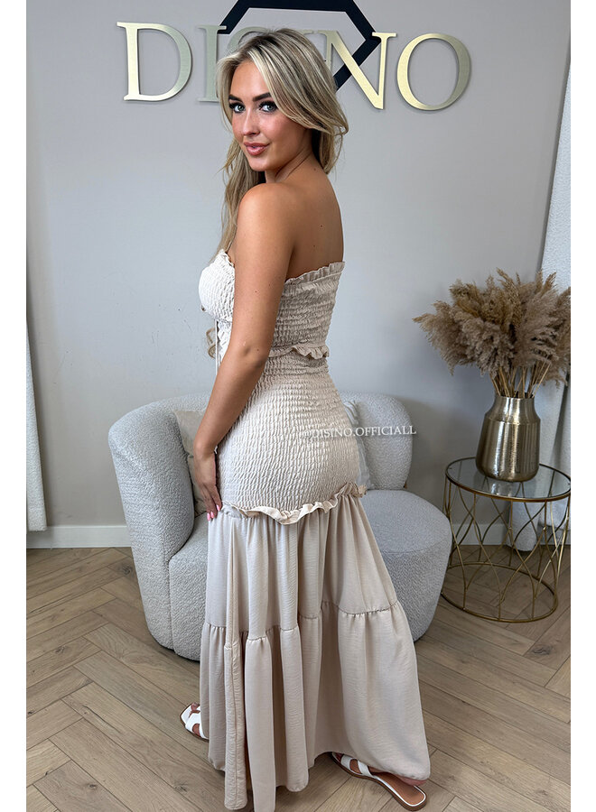 BEIGE - 'FAYÉ MAXI DRESS' - CUT-OUT MAXI DRESS