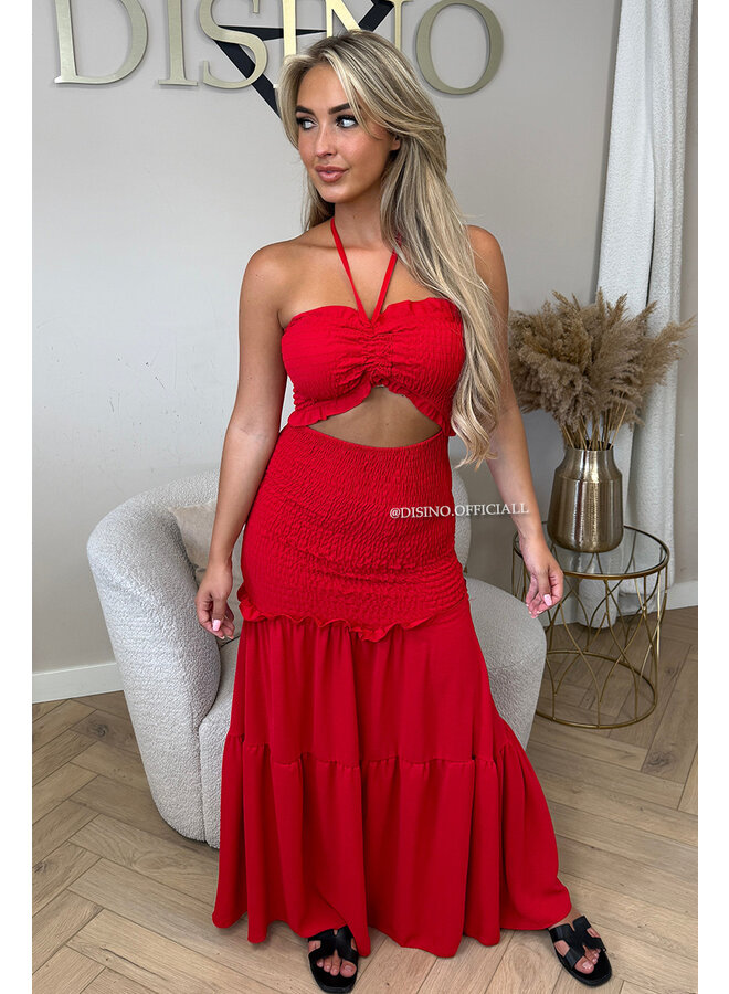 RED - 'FAYÉ MAXI DRESS' - CUT-OUT MAXI DRESS