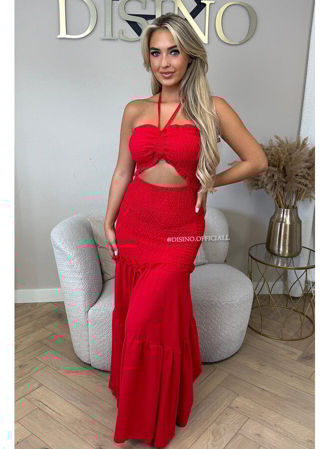 RED - 'FAYÉ MAXI DRESS' - CUT-OUT MAXI DRESS