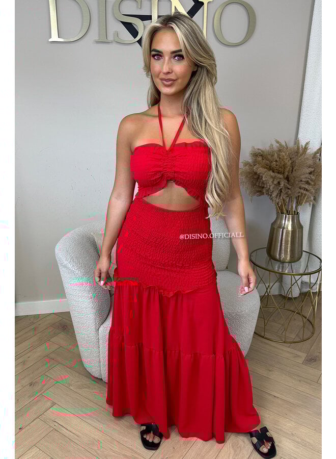 RED - 'FAYÉ MAXI DRESS' - CUT-OUT MAXI DRESS