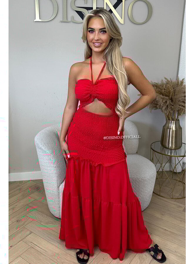 RED - 'FAYÉ MAXI DRESS' - CUT-OUT MAXI DRESS