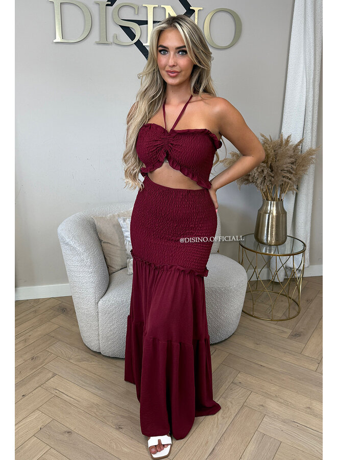 BORDEAUX - 'FAYÉ MAXI DRESS' - CUT-OUT MAXI DRESS
