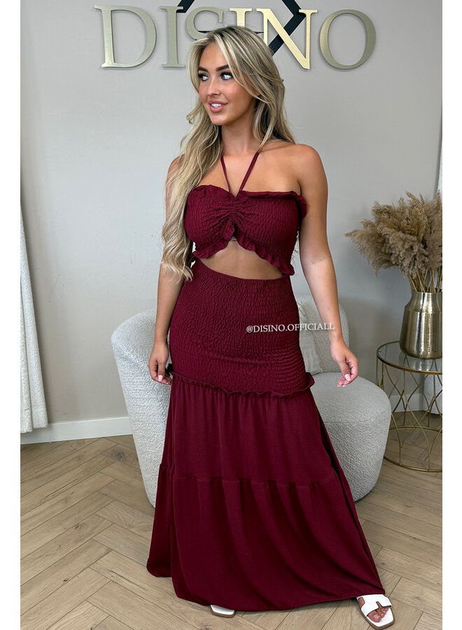 BORDEAUX - 'FAYÉ MAXI DRESS' - CUT-OUT MAXI DRESS