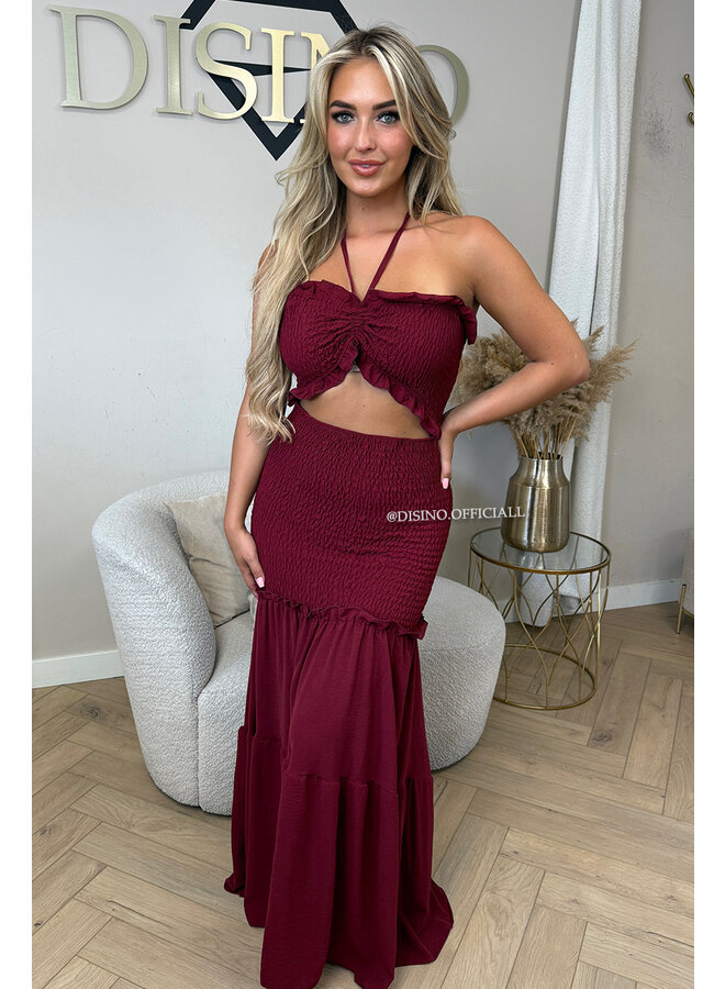BORDEAUX - 'FAYÉ MAXI DRESS' - CUT-OUT MAXI DRESS
