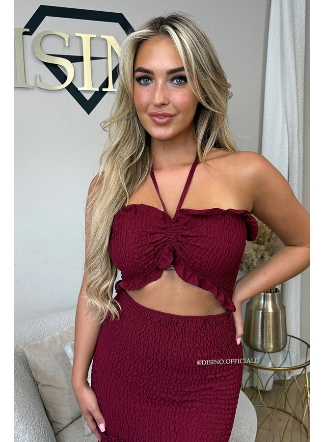 BORDEAUX - 'FAYÉ MAXI DRESS' - CUT-OUT MAXI DRESS