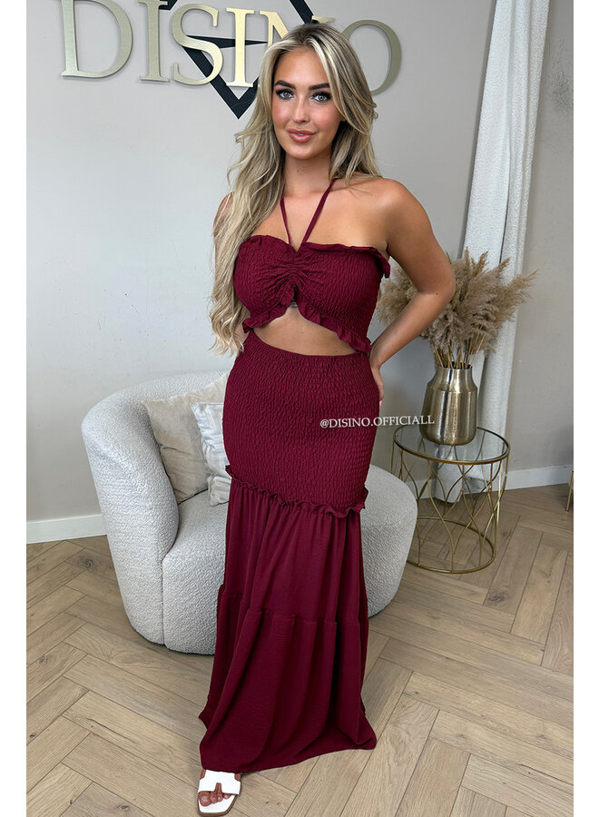 BORDEAUX - 'FAYÉ MAXI DRESS' - CUT-OUT MAXI DRESS