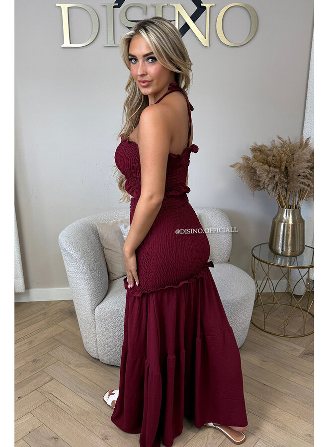 BORDEAUX - 'FAYÉ MAXI DRESS' - CUT-OUT MAXI DRESS