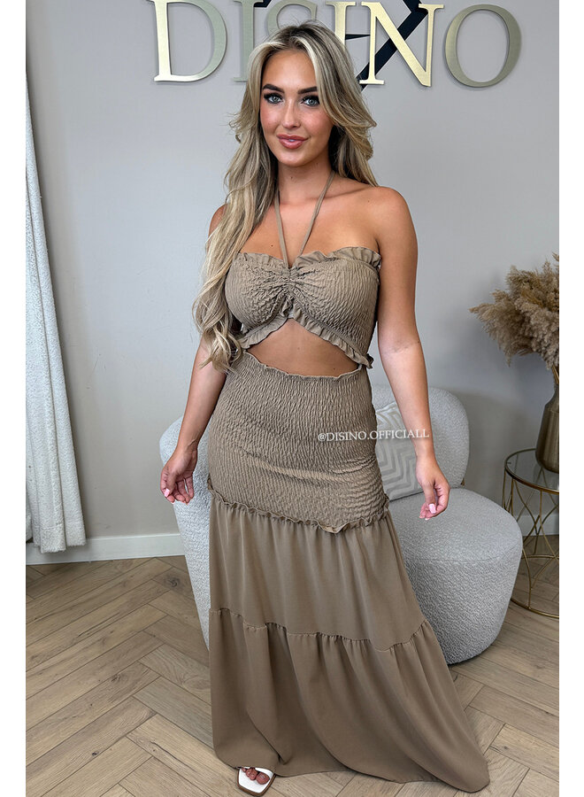 CAMEL - 'FAYÉ MAXI DRESS' - CUT-OUT MAXI DRESS