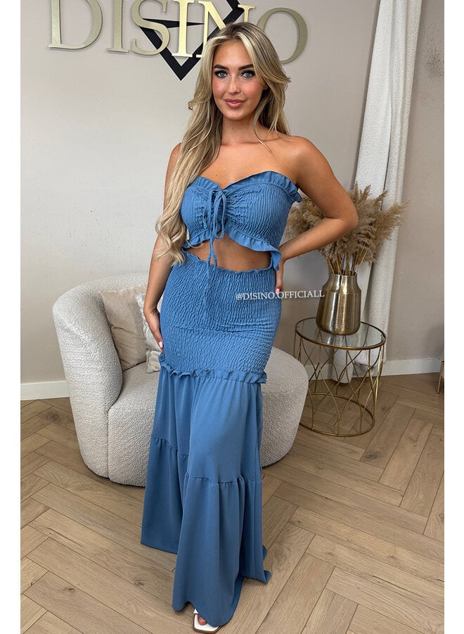 JEANS BLUE - 'FAYÉ MAXI DRESS' - CUT-OUT MAXI DRESS