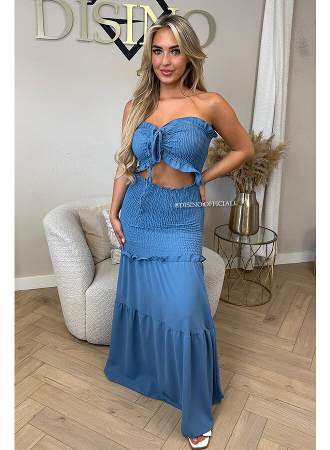 JEANS BLUE - 'FAYÉ MAXI DRESS' - CUT-OUT MAXI DRESS