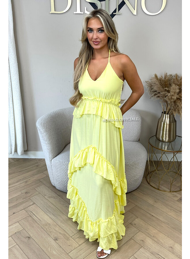 YELLOW - 'SUNNY DRESS' - RUFFLE MAXI DRESS OPEN BACK