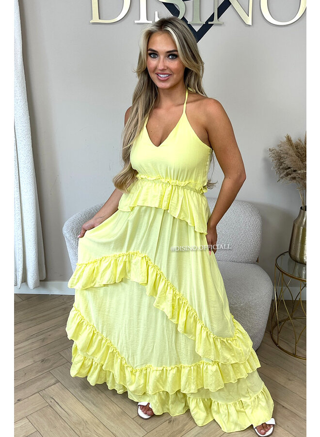 YELLOW - 'SUNNY DRESS' - RUFFLE MAXI DRESS OPEN BACK