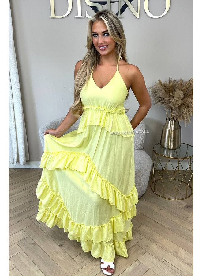 YELLOW - 'SUNNY DRESS' - RUFFLE MAXI DRESS OPEN BACK
