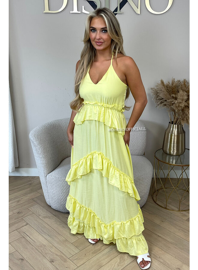 YELLOW - 'SUNNY DRESS' - RUFFLE MAXI DRESS OPEN BACK