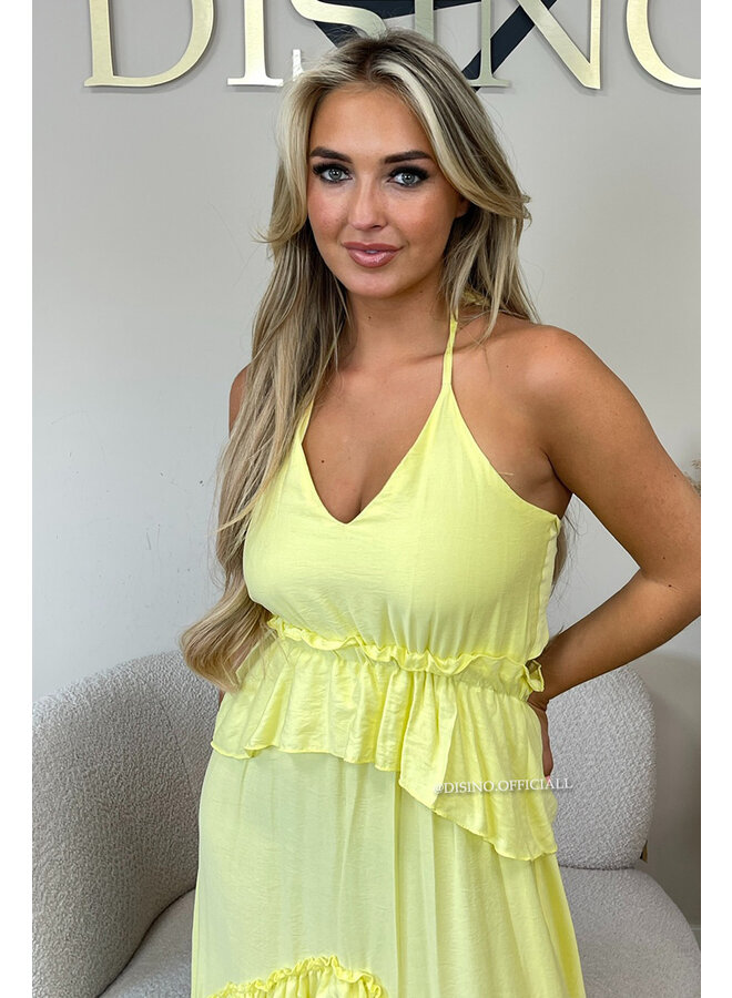 YELLOW - 'SUNNY DRESS' - RUFFLE MAXI DRESS OPEN BACK