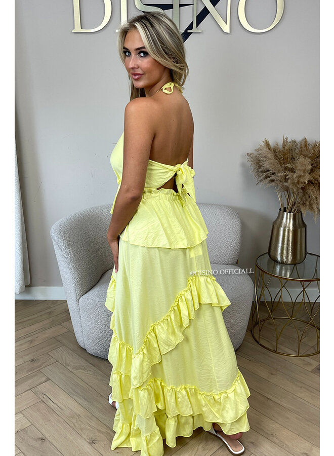 YELLOW - 'SUNNY DRESS' - RUFFLE MAXI DRESS OPEN BACK
