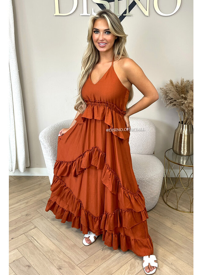 BRICK - 'SUNNY DRESS' - RUFFLE MAXI DRESS OPEN BACK