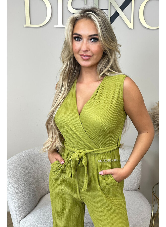 LIME GREEN - 'LUANA JUMPSUIT' - SOFT SUPER STRETCH JUMPSUIT